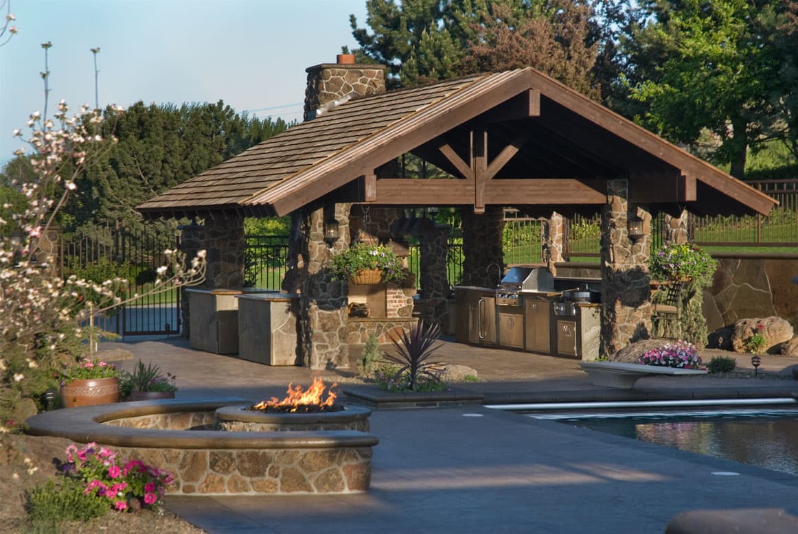 Custom outdoor kitchen with BBQ island Wenatchee